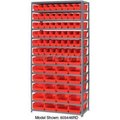 Global Equipment Steel Shelving with Total 72 4"H Plastic Shelf Bins Red, 36x12x72-13 Shelves 603441RD